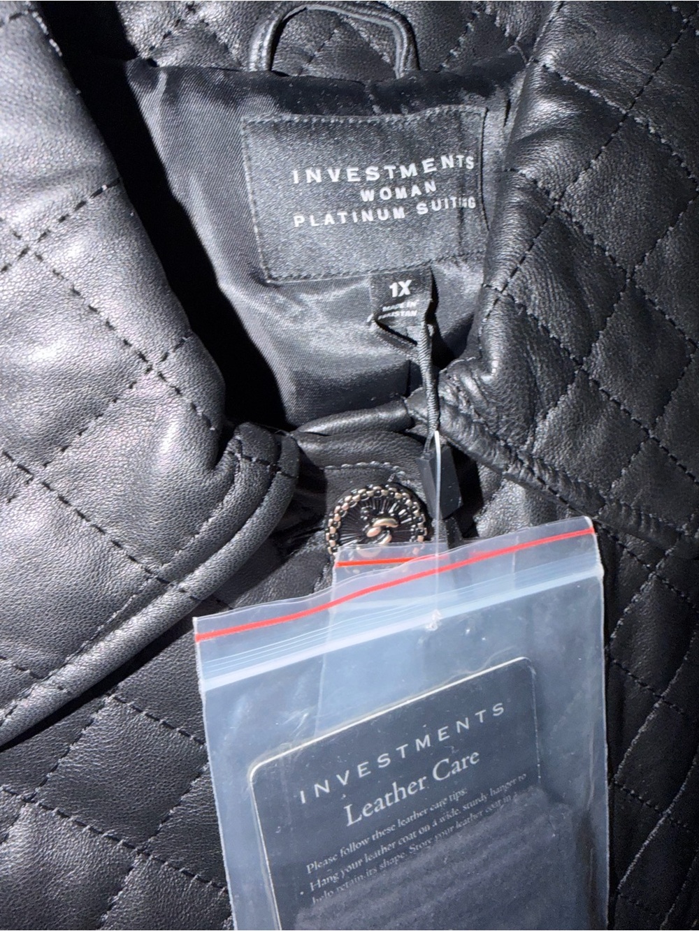 Investments Platinum Suiting Quilted Genuine Lamb Leather Point Collar Jacket - Picture 12 of 12